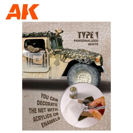 REGULAR CAMOUFLAGE NET Type 1 PERSONALIZED WHITE - AK Interactive A...