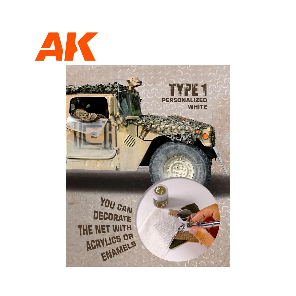 REGULAR CAMOUFLAGE NET Type 1 PERSONALIZED WHITE - AK Interactive A...