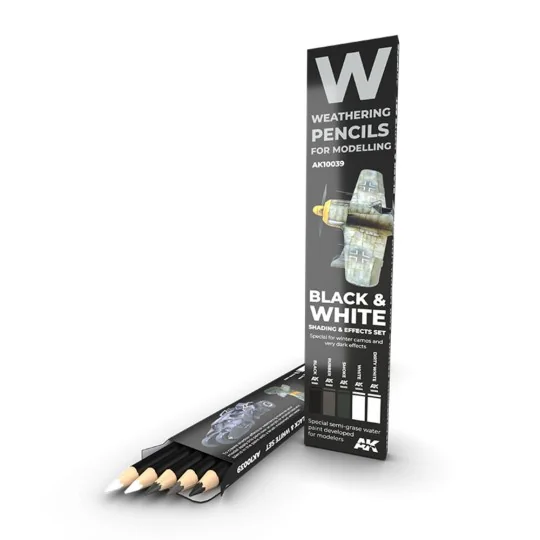 WATERCOLOR PENCIL SET BLACK AND WHITE SET - AK Interactive AK10039