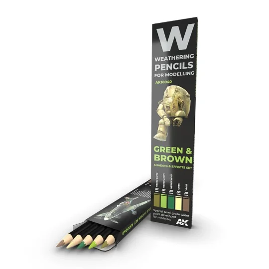WATERCOLOR PENCIL SET GREEN AND BROWN CAMOUFLAGES SET - AK Interact...