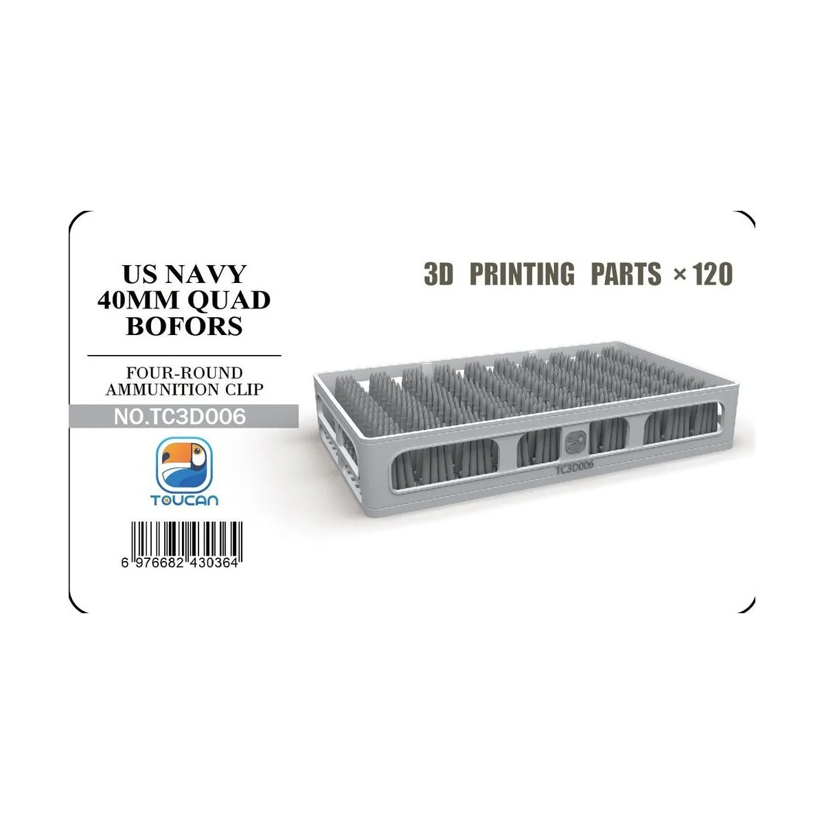 FOUR-ROUND AMMUNITION CLIP, 1/35 - Toucan Model TC3D006 FOUR-ROUND AMMUNITION CLIP, 1/35 - Toucan Model TC3D006