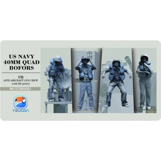 ANTI-AIRCRAET GUN CREW (with life jacket), 1/35 - Toucan Model TC3D...