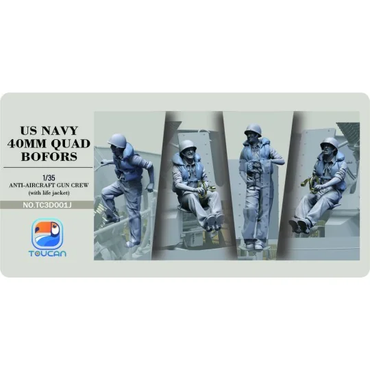 ANTI-AIRCRAET GUN CREW (with life jacket), 1/35 - Toucan Model TC3D...