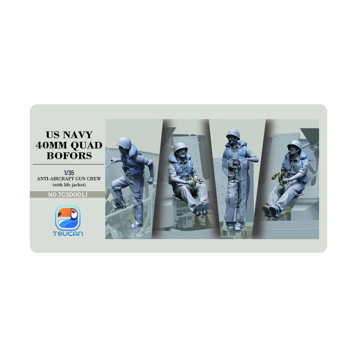 ANTI-AIRCRAET GUN CREW (with life jacket), 1/35 - Toucan Model TC3D...