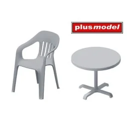Plastic chairs and table, 1/35 - Plus model DP3074