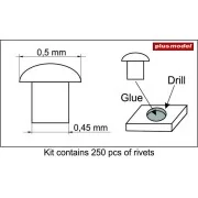 Rivets 0, 5 mm, 1/35 - Plus model 459
