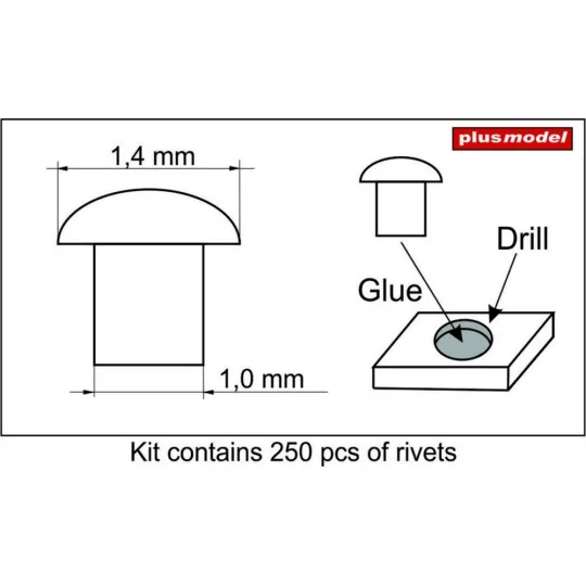 Rivets 1,4 mm - Plus model 464