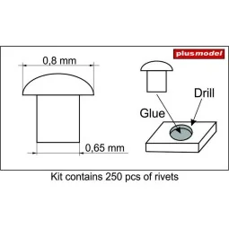 Rivets 0, 8 mm, 1/35 - Plus model 476