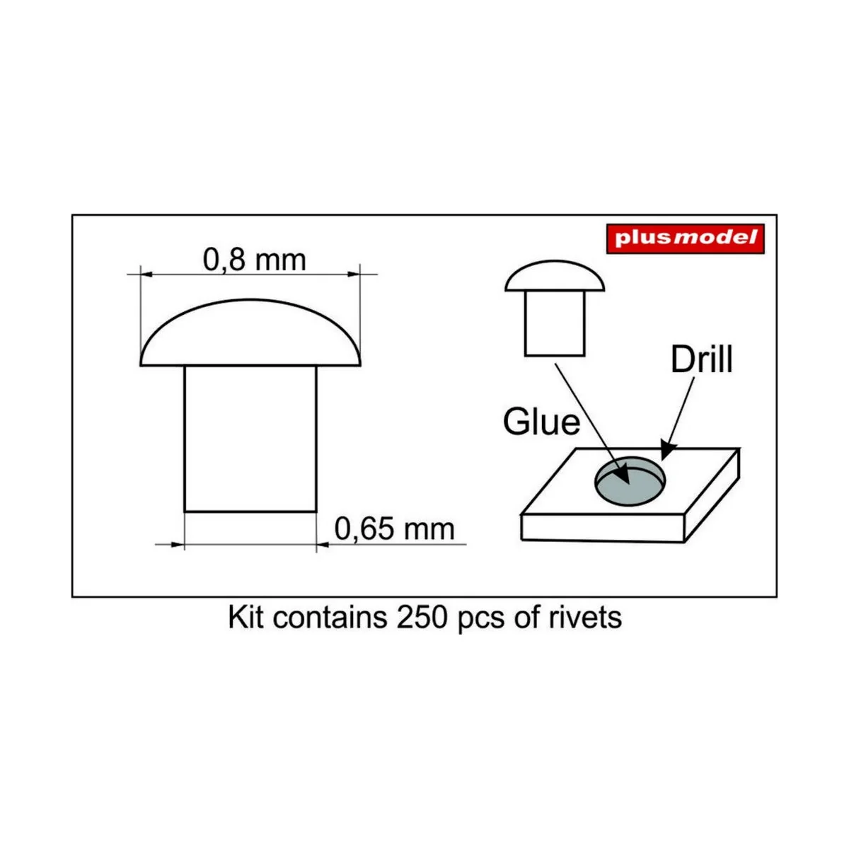 Rivets 0, 8 mm, 1/35 - Plus model 476
