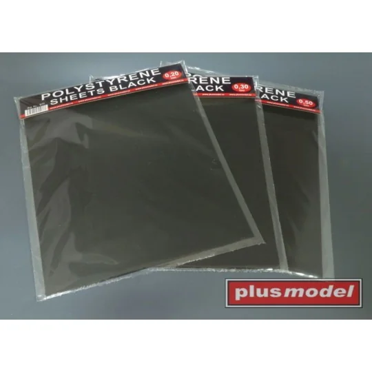 Polystyrene sheets black 0, 3 big - Plus model 578