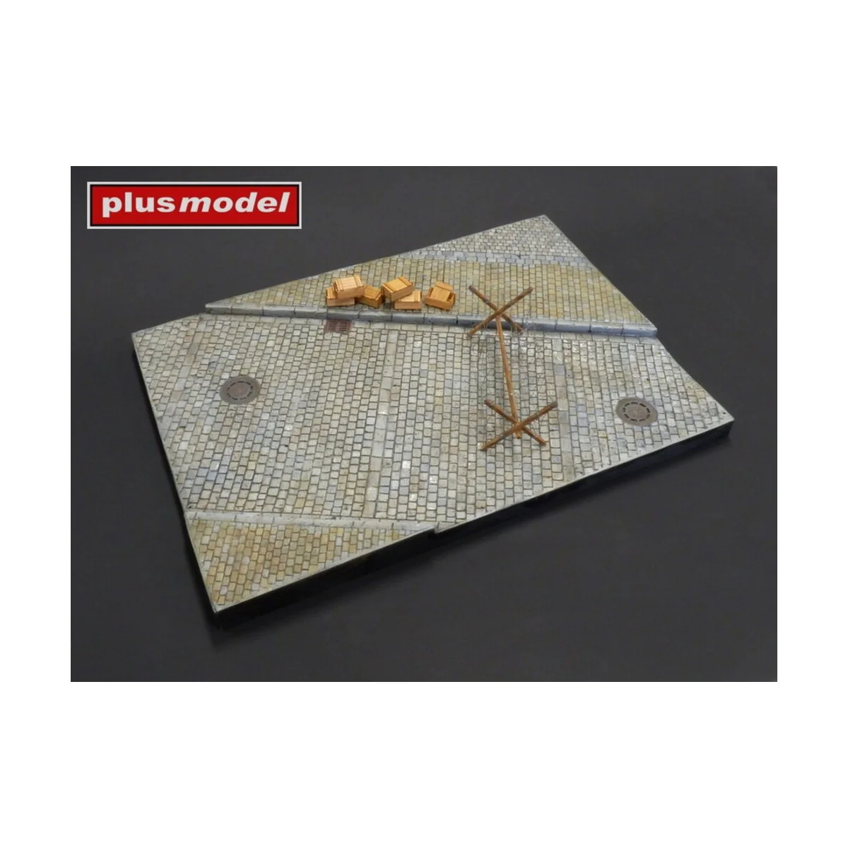 Display base – Cobblestone street with sidewalk, 1/35 - Plus model 620