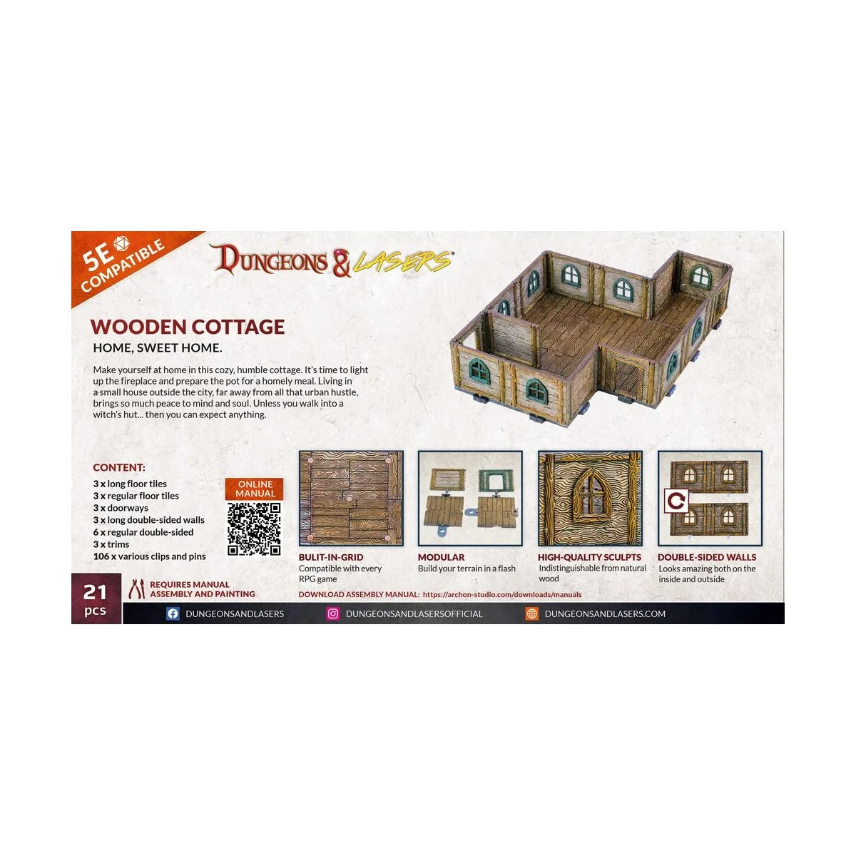 Dungeons & Lasers Expansion Set: WOODEN COTTAGE - Archon Studio DNL...