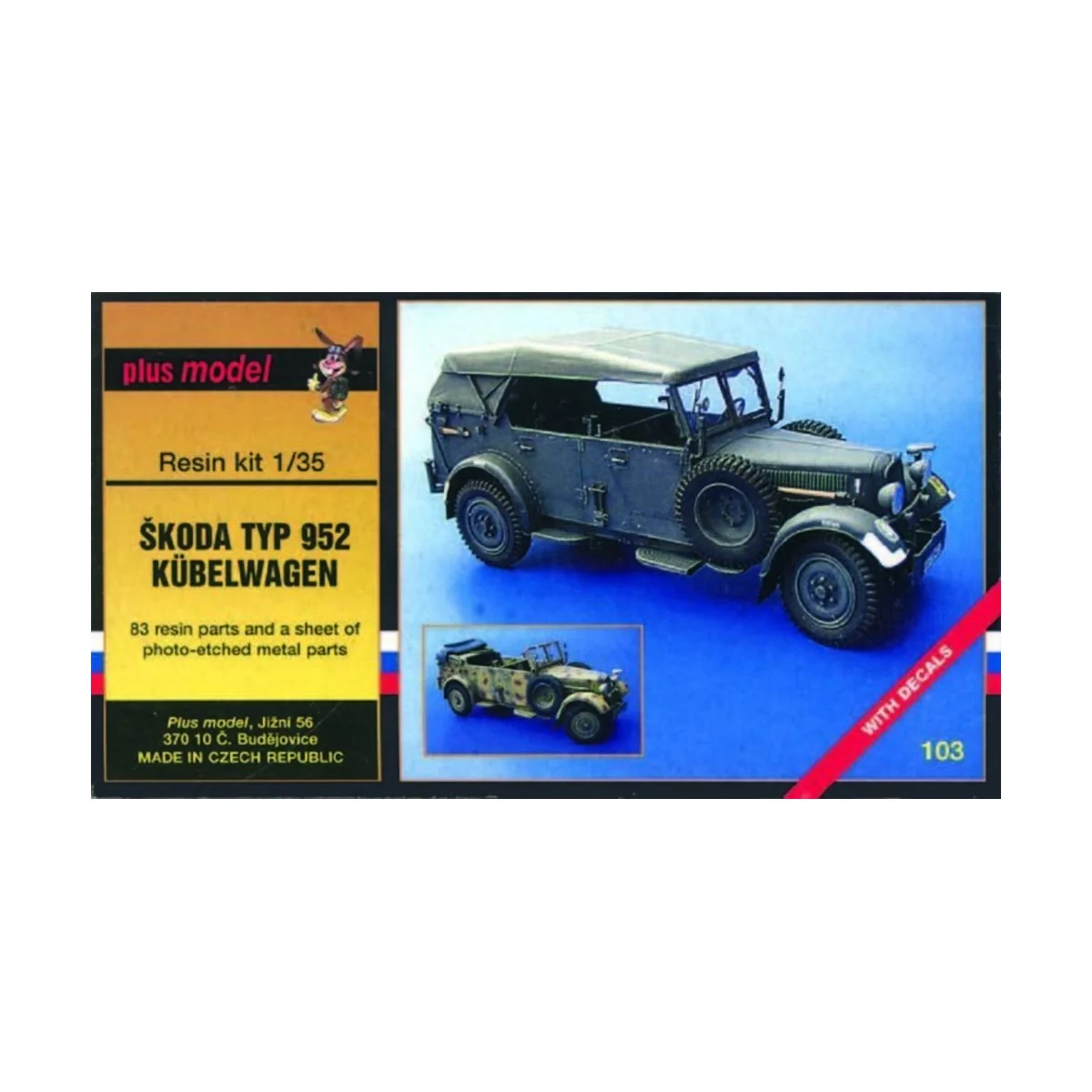 Kübelwagen Kfz 15 / Skoda 952, 1/35 - Plus model 103