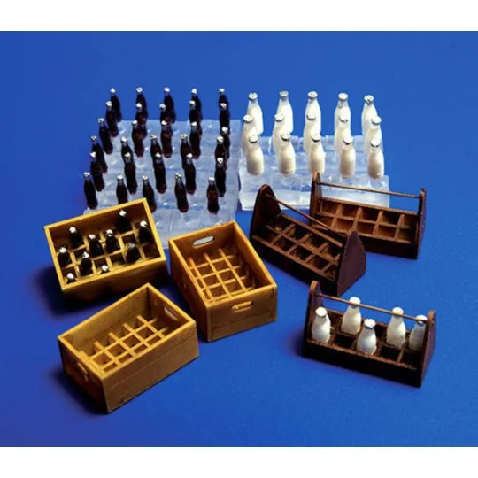 Flaschen und Kästen Milch und Limonade, 1/35 - Plus model 221