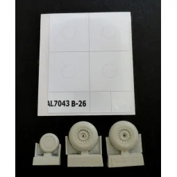 B-26 Marauder early wheels diamond tread, 1/72 - Plus model AL7043