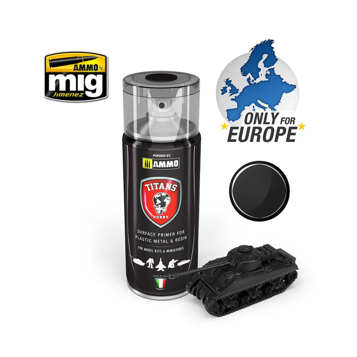 TITANS HOBBY Black Matt Primer - AMMO by MIG Jimenez TTH100