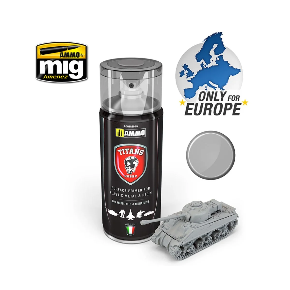 TITANS HOBBY Light Grey Matt Primer - AMMO by MIG Jimenez TTH102