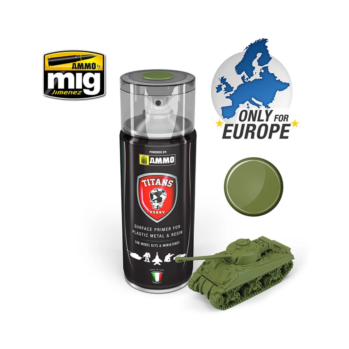 TITANS HOBBY Military Green Matt Primer - AMMO by MIG Jimenez TTH108
