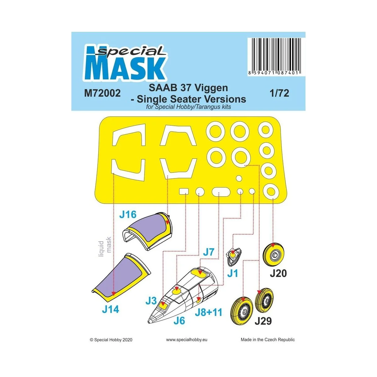 SAAB 37 Viggen Single Seater Mask - Special Hobby 100-M72002