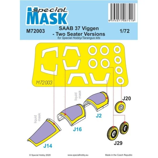 SAAB 37 Viggen Two Seater Mask, 1/72 - Special Hobby 100-M72003