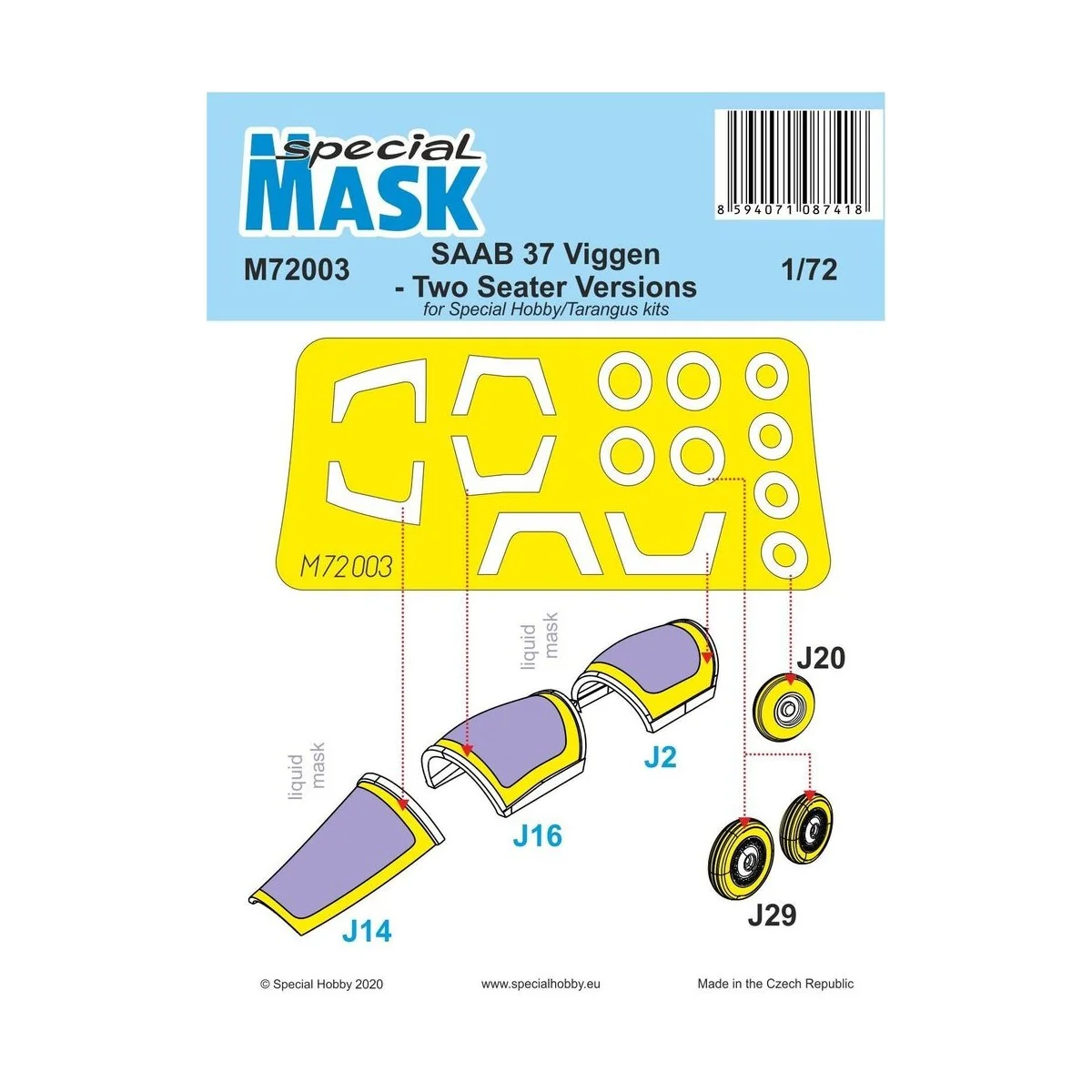 SAAB 37 Viggen Two Seater Mask, 1/72 - Special Hobby 100-M72003