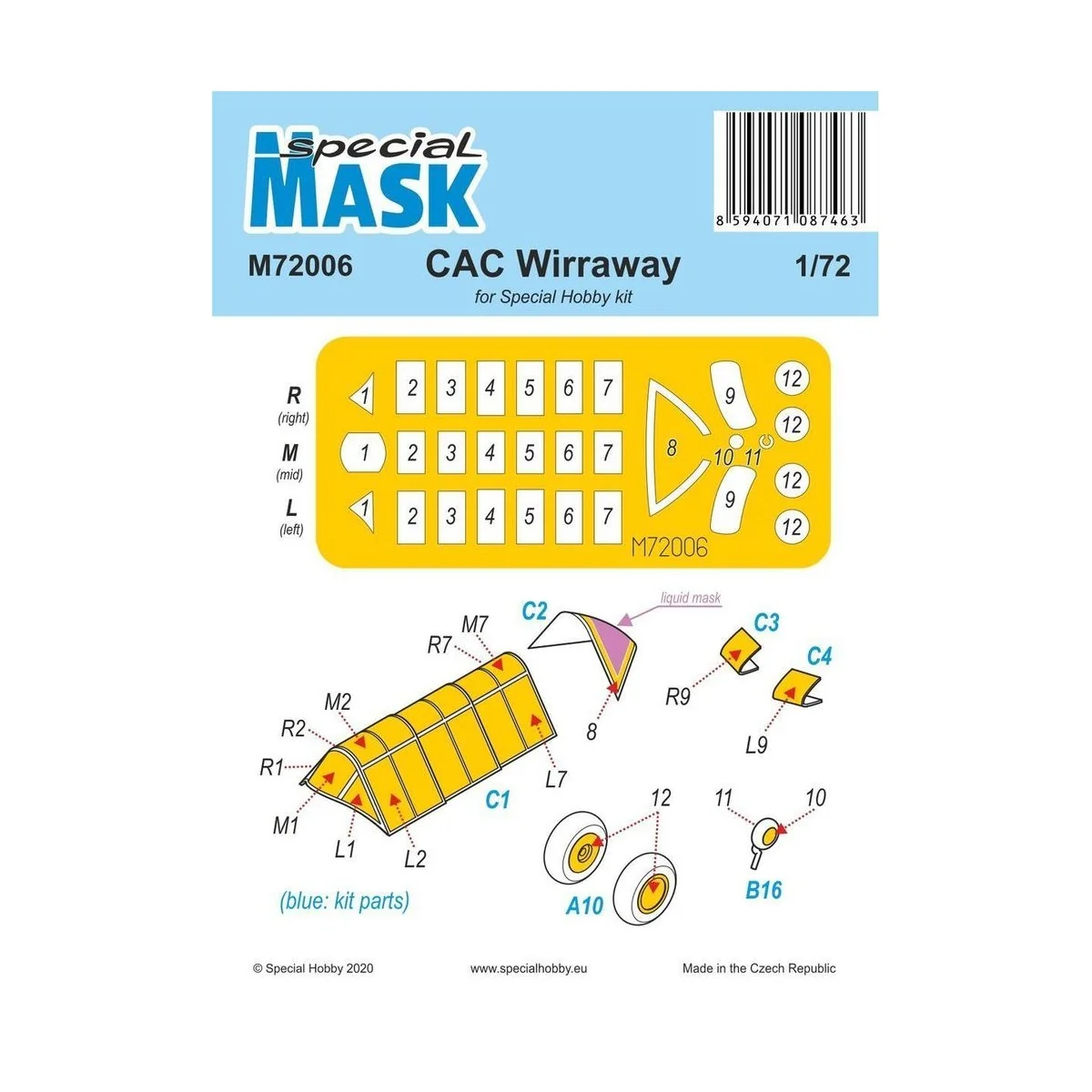 CAC Wirraway Mask von 1928 - Special Hobby 100-M72006