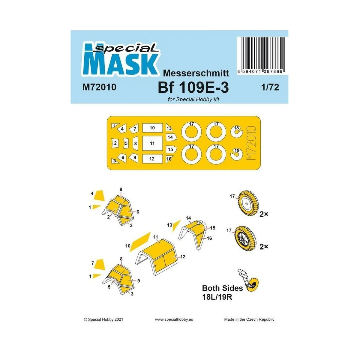 Messerschmitt Bf 109E-1/3 Mask, 1/72 - Special Hobby 100-M72010