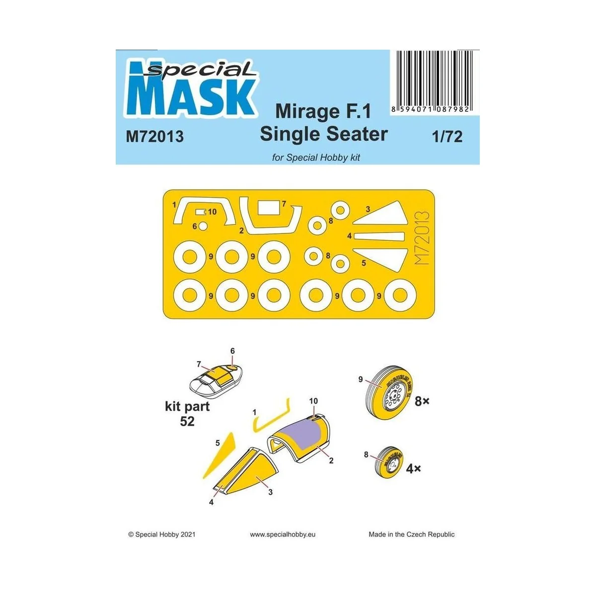 Mirage F.1 Single Seater Mask, 1/72 - Special Hobby 100-M72013