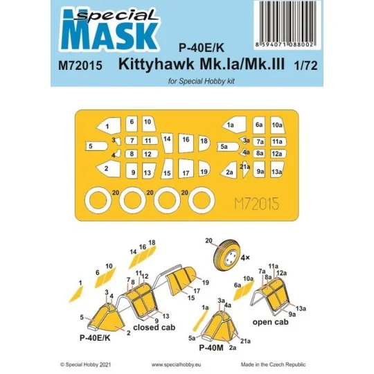P-40E/K/Kittyhawk Mk.Ia/Mk.III Mask - Special Hobby 100-M72015