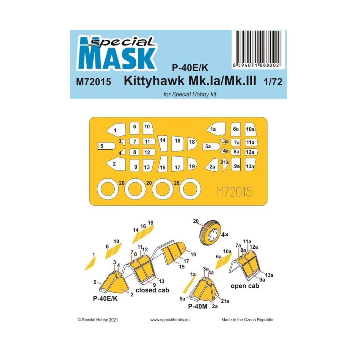 P-40E/K/Kittyhawk Mk.Ia/Mk.III Mask - Special Hobby 100-M72015