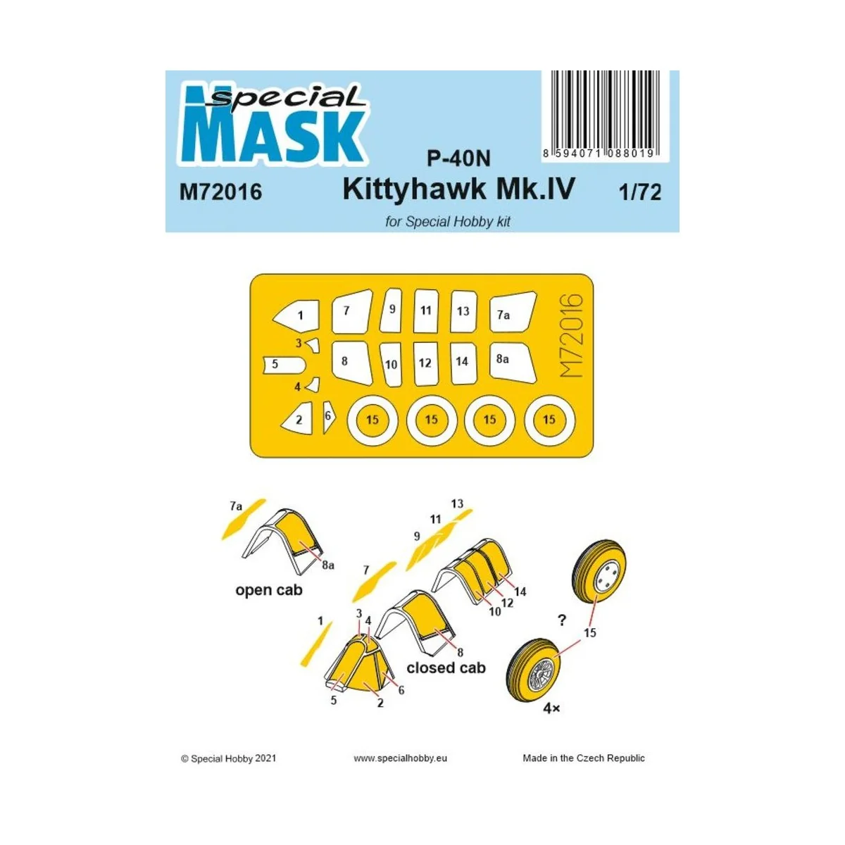 P-40N/Kittyhawk Mk.IV Mask, 1/72 - Special Hobby 100-M72016