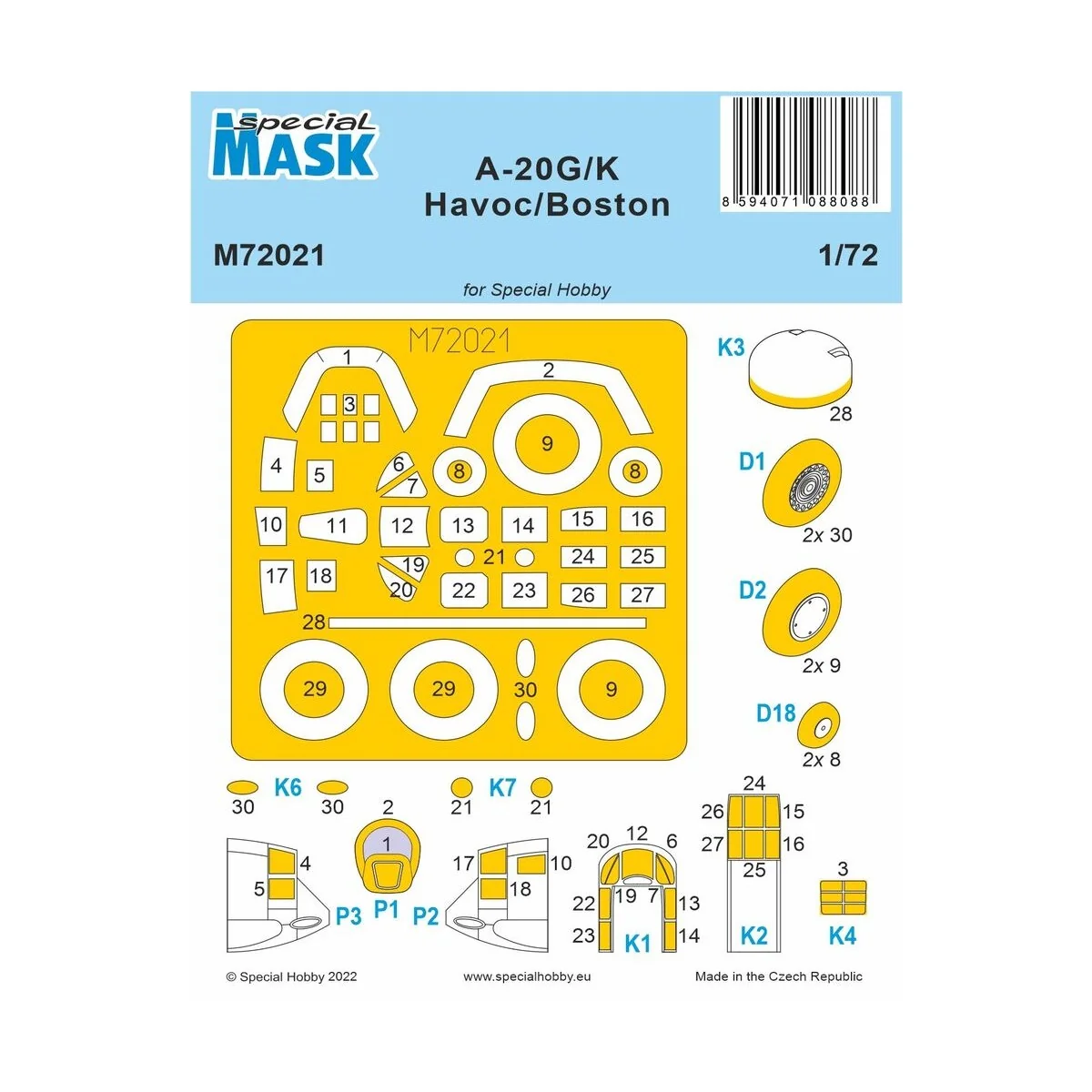 A-20G/K Havoc/Boston MASK 1/72 - Special Hobby 100-M72021