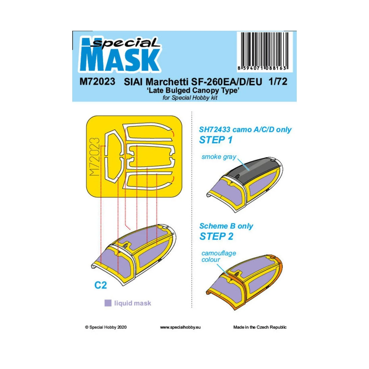 SIAI-Marchetti SF-260EA/D/EU Late Bulged Canopy Type Mask - Special...