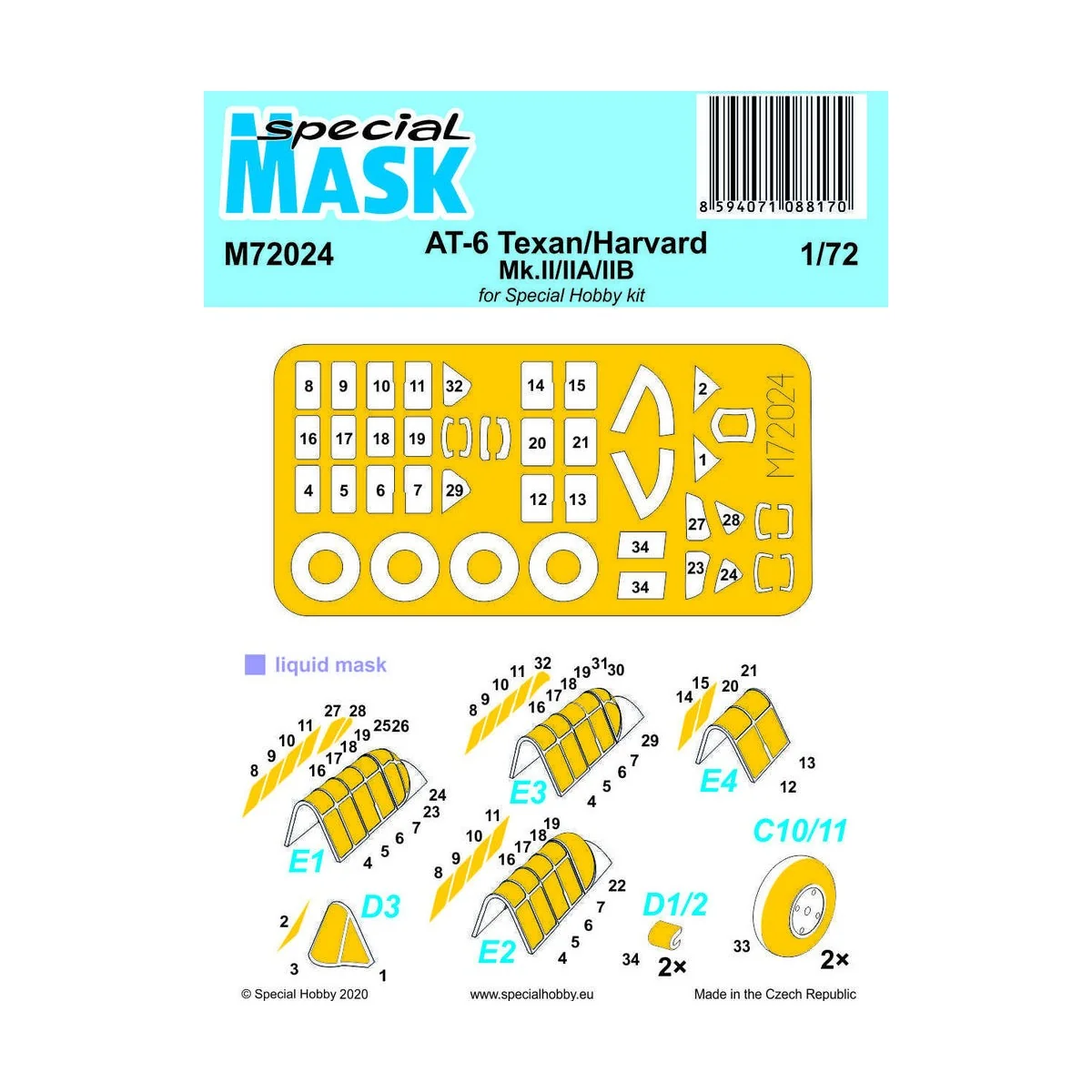 AT-6 Texan/Harvard Mk.II/IIA/IIB Mask, 1/72 - Special Hobby 100-M72024