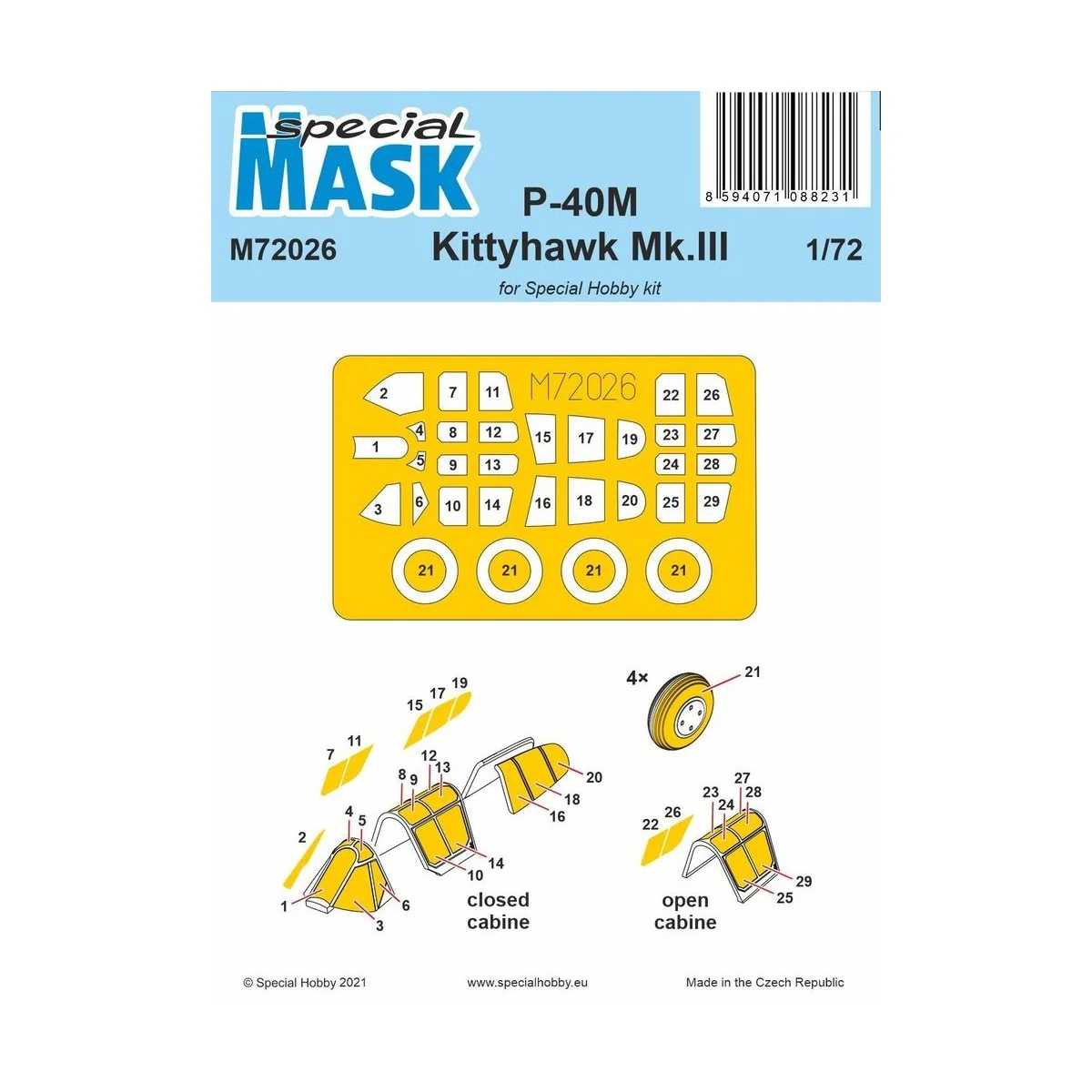 P-40M Warhawk/Kittyhawk Mk.III MASK, 1/72 - Special Hobby 100-M72026