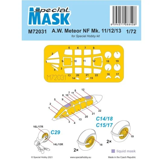 A.W. Meteor NF Mk.11/12/13 MASK, 1/72 - Special Hobby 100-M72031