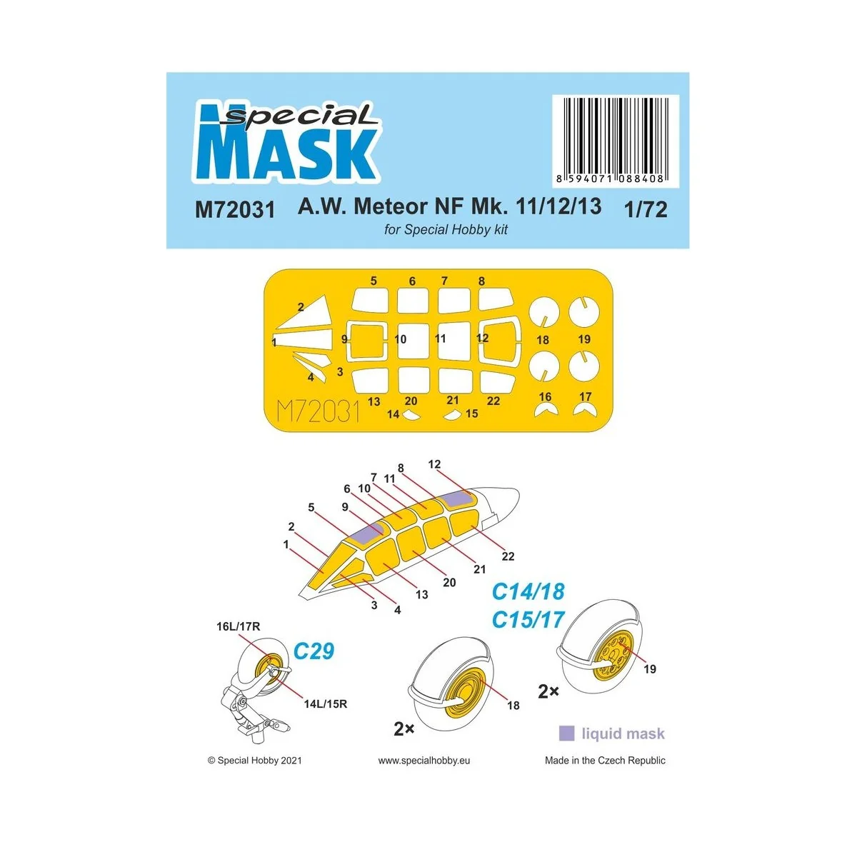 A.W. Meteor NF Mk.11/12/13 MASK, 1/72 - Special Hobby 100-M72031