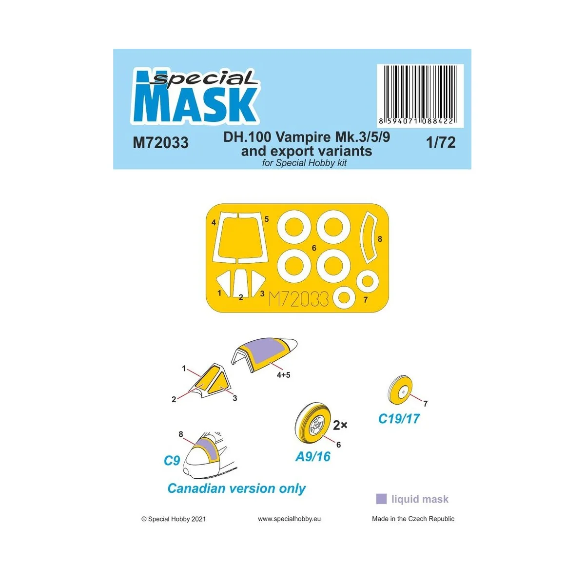 DH.100 Vampire Mk.3/5/9 and export variants MASK - Special Hobby 10...