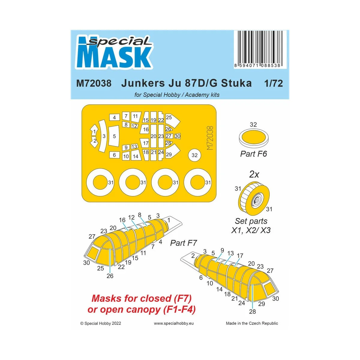 Junkers Ju 87D/G Stuka Mask / for Special Hobby and Academy kits, 1...