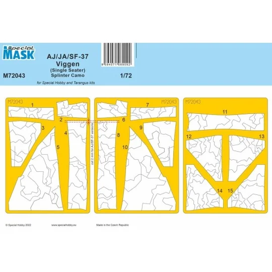 AJ/JA/SF-37 Viggen (Single Seater) Splinter Camo MASK - Special Hob...