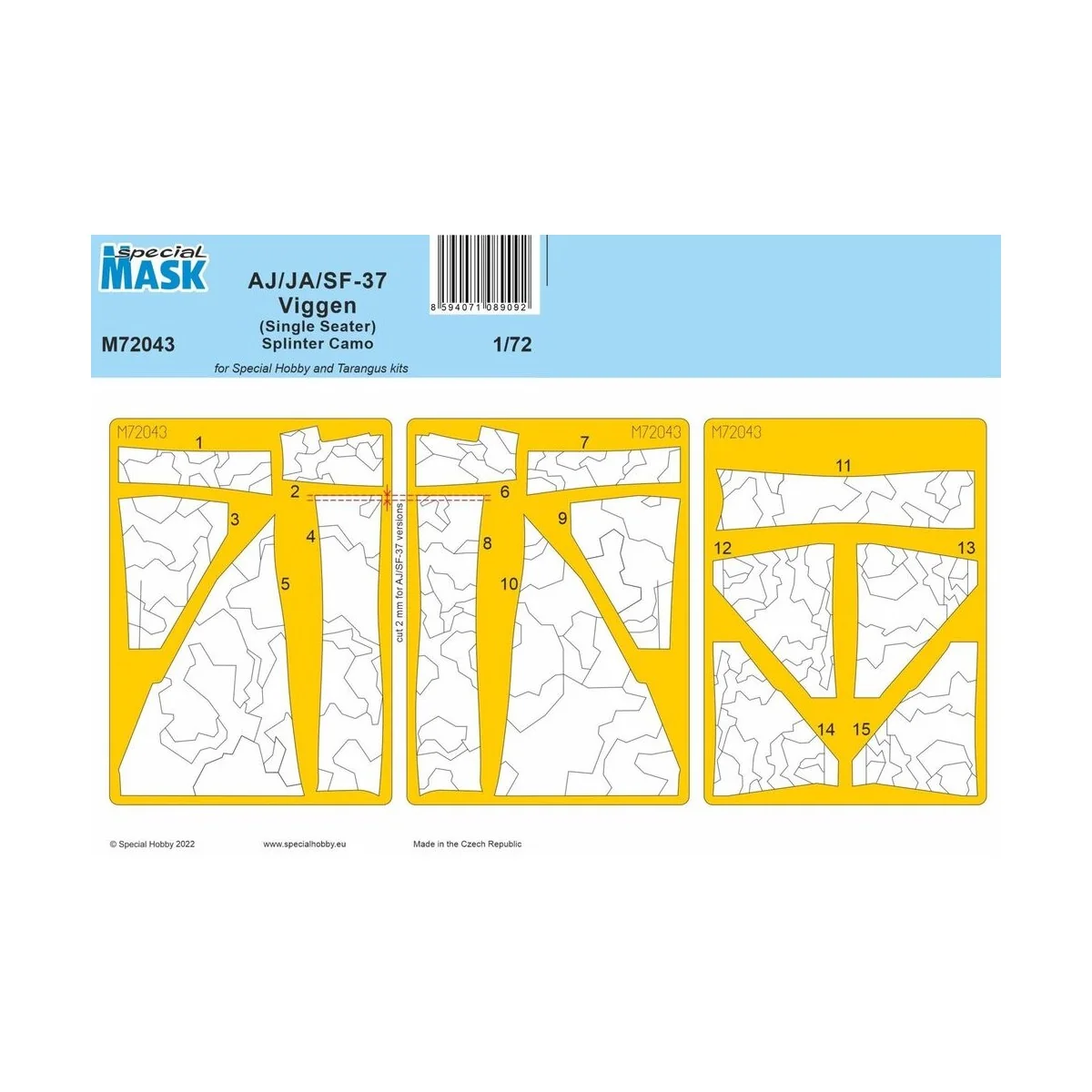 AJ/JA/SF-37 Viggen (Single Seater) Splinter Camo MASK, 1/72 - Speci... AJ/JA/SF-37 Viggen (Single Seater) Splinter Camo MASK, 1/72 - Speci...