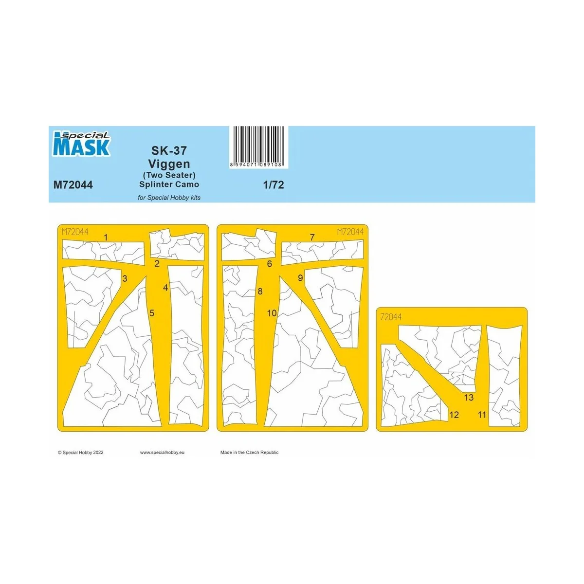 SK-37 Viggen (Two Seater) Splinter Camo MASK, 1/72 - Special Hobby ... SK-37 Viggen (Two Seater) Splinter Camo MASK, 1/72 - Special Hobby ...