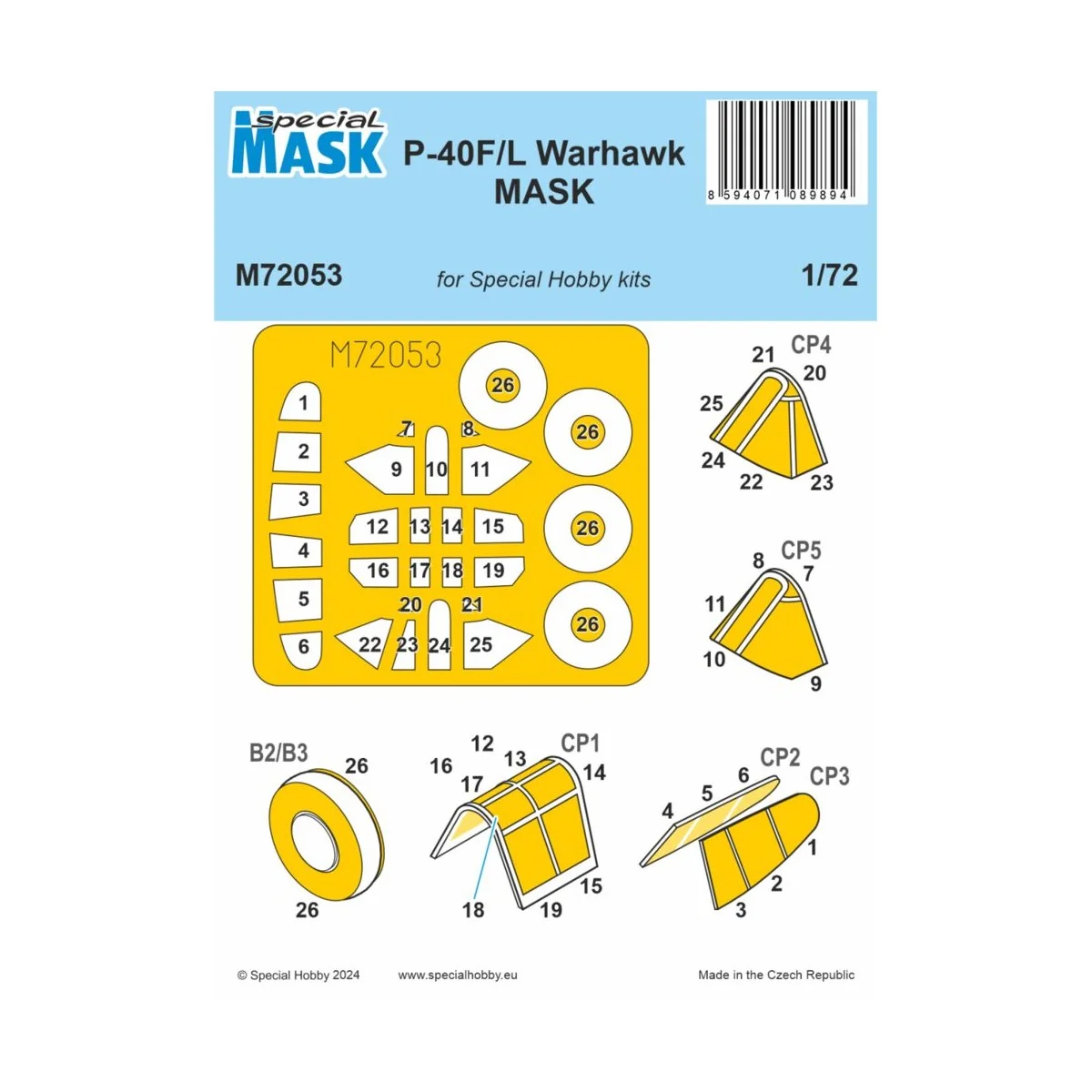 P-40F/L Warhawk MASK, 1/72 - Special Hobby 100-M72053