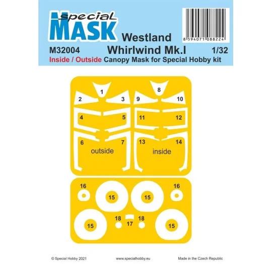 Westland Whirlwind Mk.I Inside/Outside MASK, 1/32 - Special Hobby 1... Westland Whirlwind Mk.I Inside/Outside MASK, 1/32 - Special Hobby 1...