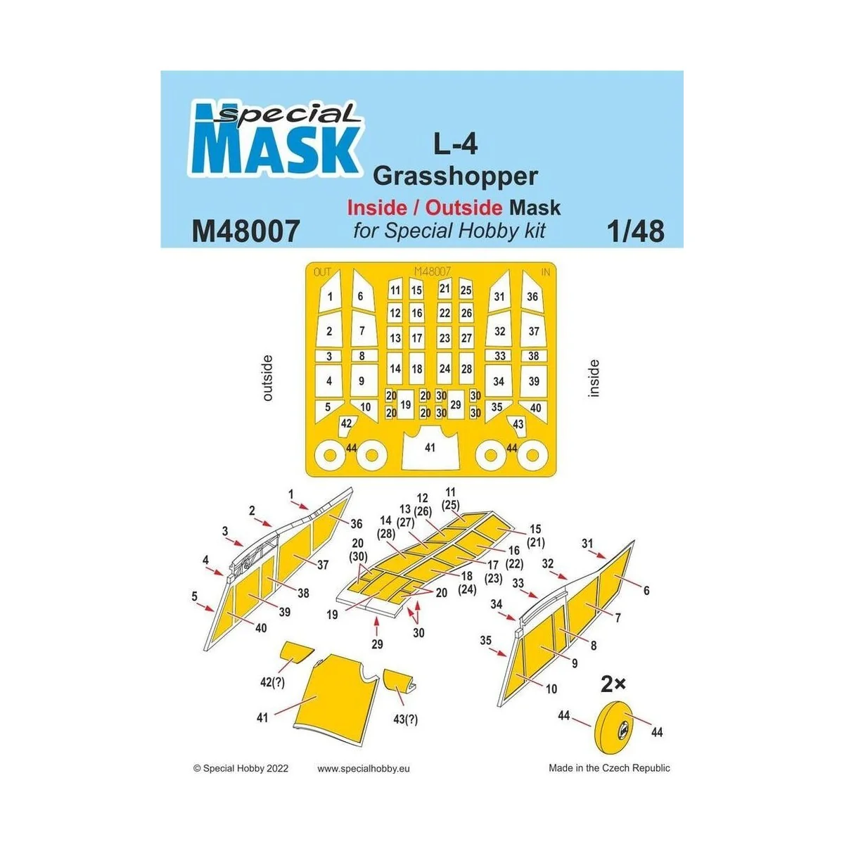 L-4 Grasshopper Inside/Outside MASK, 1/48 - Special Hobby 100-M48007