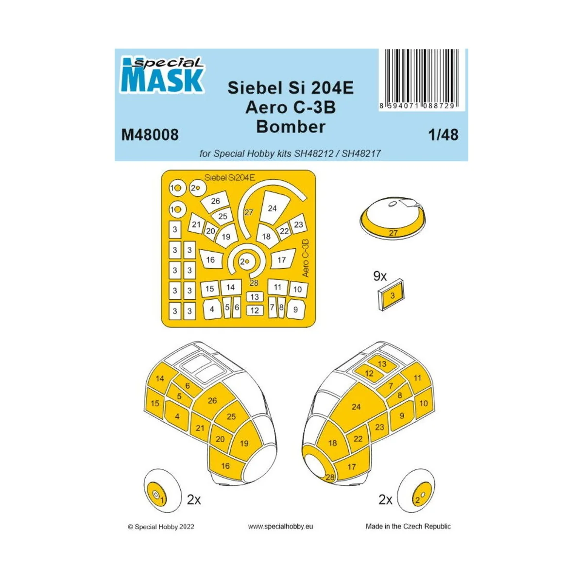 Siebel Si 204E/Aero C-3B Bomber MASK - Special Hobby 100-M48008