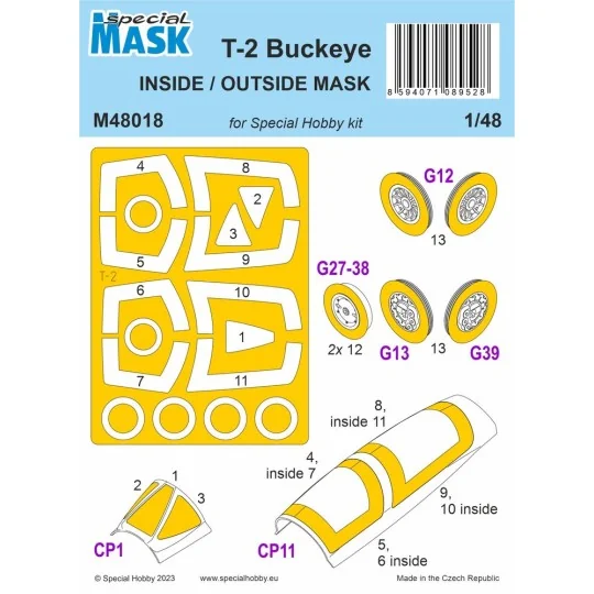 T-2 Buckeye Inside/Otside MASK, 1/48 - Special Hobby 100-M48018 T-2 Buckeye Inside/Otside MASK, 1/48 - Special Hobby 100-M48018