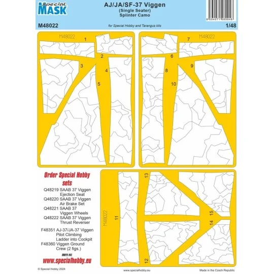 AJ/JA/SF-37 Viggen (Single Seater) Splinter Camo MASK - Special Hob...