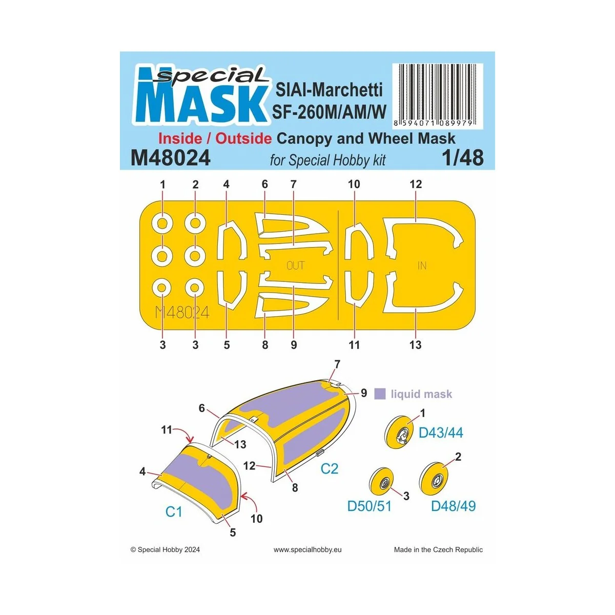 SIAI-Marchetti SF-260M/AM/W INSIDE/OUTSIDE MASK - Special Hobby 100...