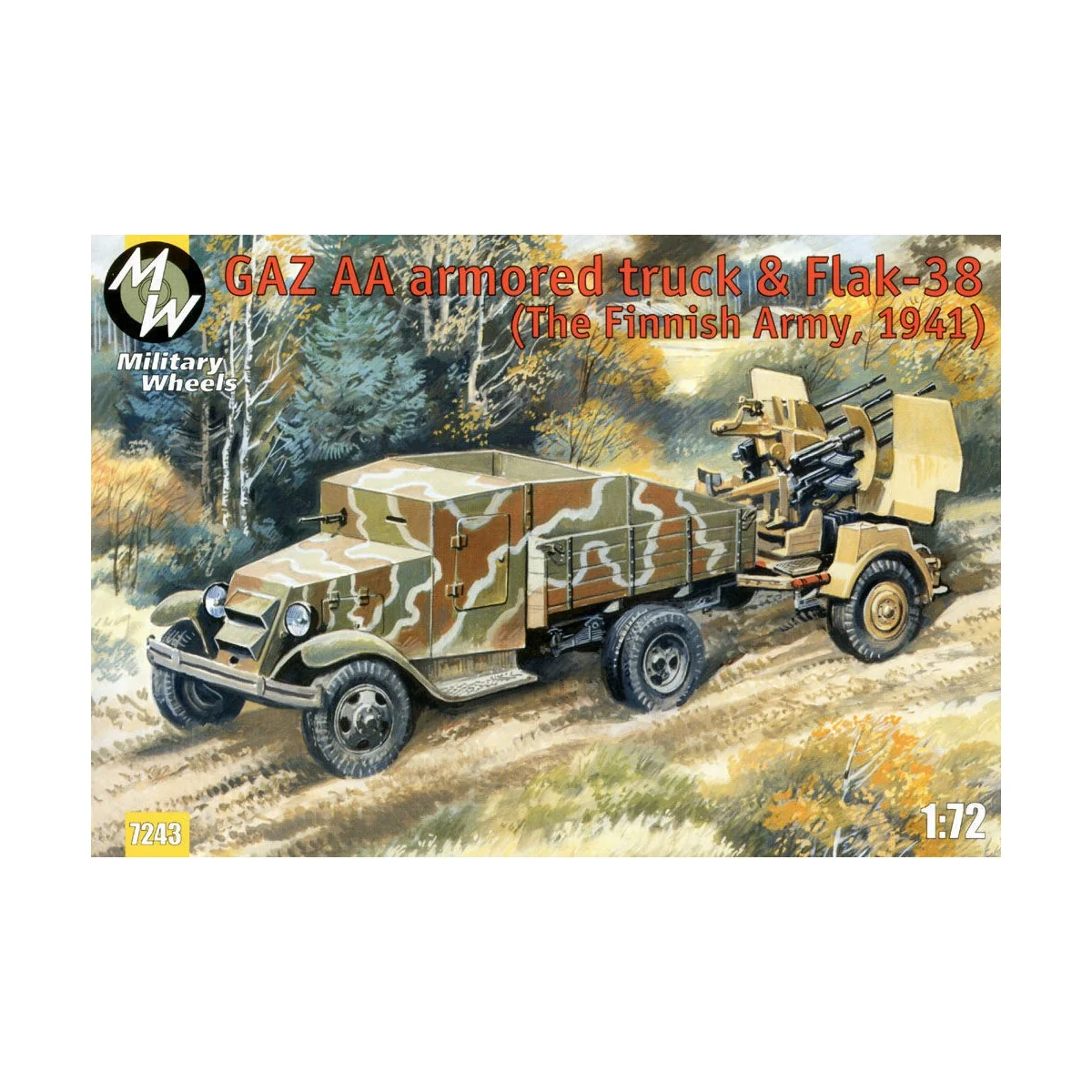 GAZ AA armored car truck & Flak-38, Fin, 1/72 - Military Wheels MW7243 GAZ AA armored car truck & Flak-38, Fin, 1/72 - Military Wheels MW7243